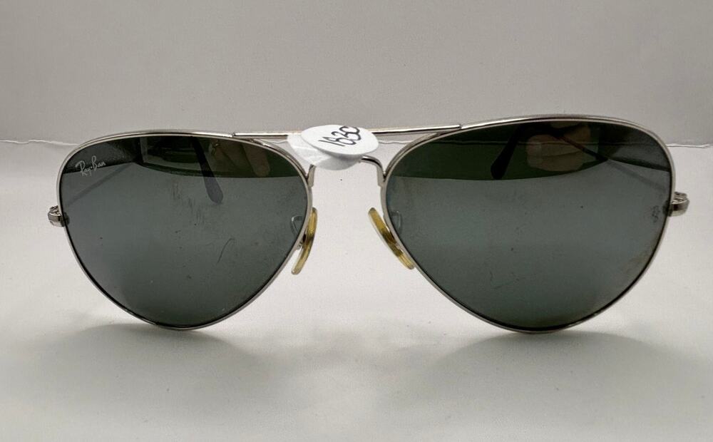 Ray Ban RB 3025 Silver Metal Frame Aviator Sunglasses 58 14 135 AS IS #79804